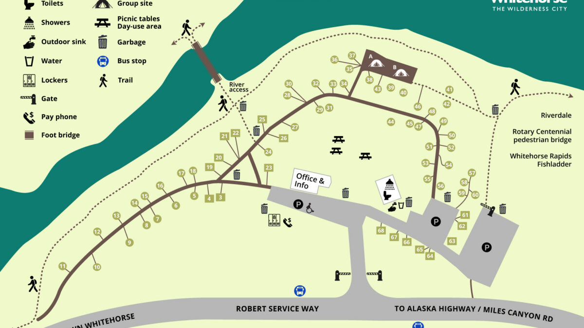 Illustrated map of Robert Service Campground.