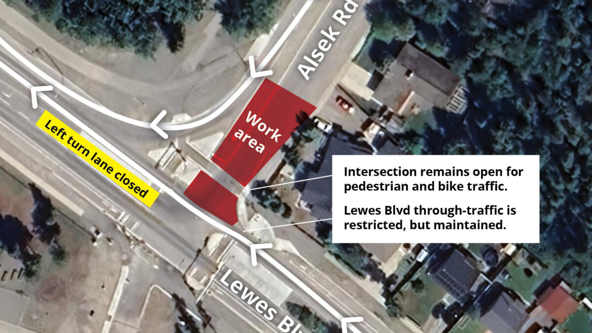 Traffic advisory Lewes Boulevard and Alsek Road September 16